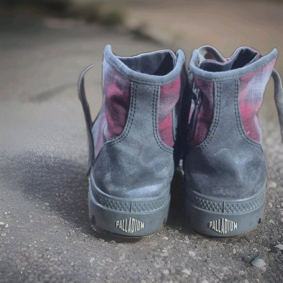 Palladium PAMPA HI High- top Lace Up Plaid Sneaker Shoes Women's Size 8.5 - Picture 5 of 7